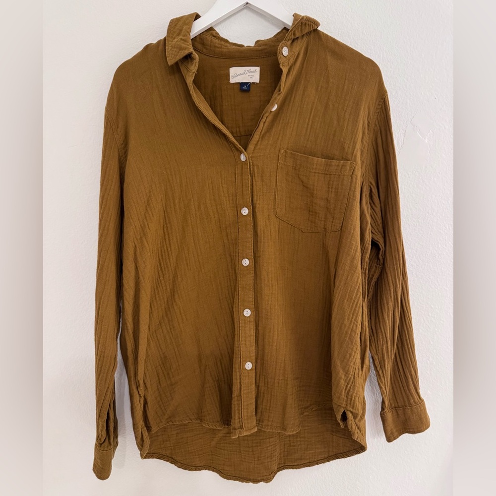 Women’s Mustard Yellow Button Down Shirt